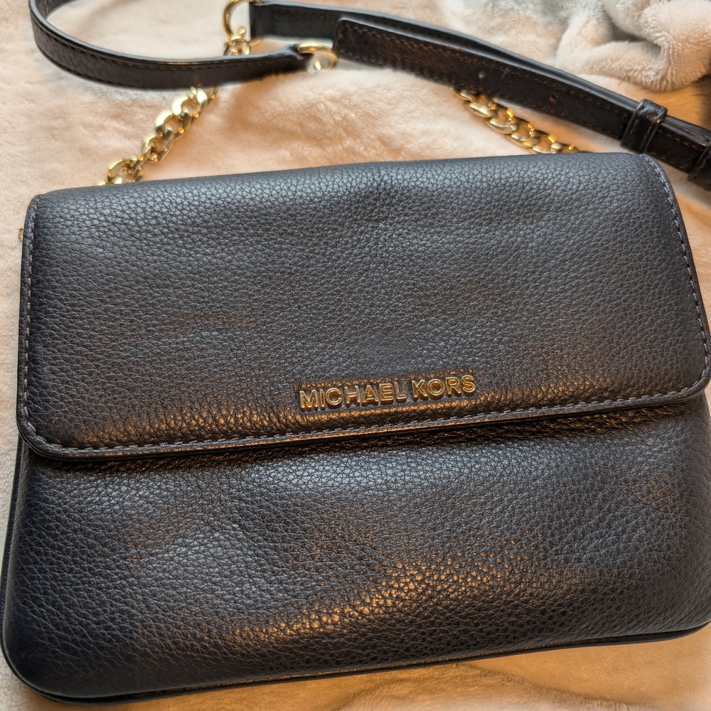 Michael Kors Black Leather Crossbody Bag